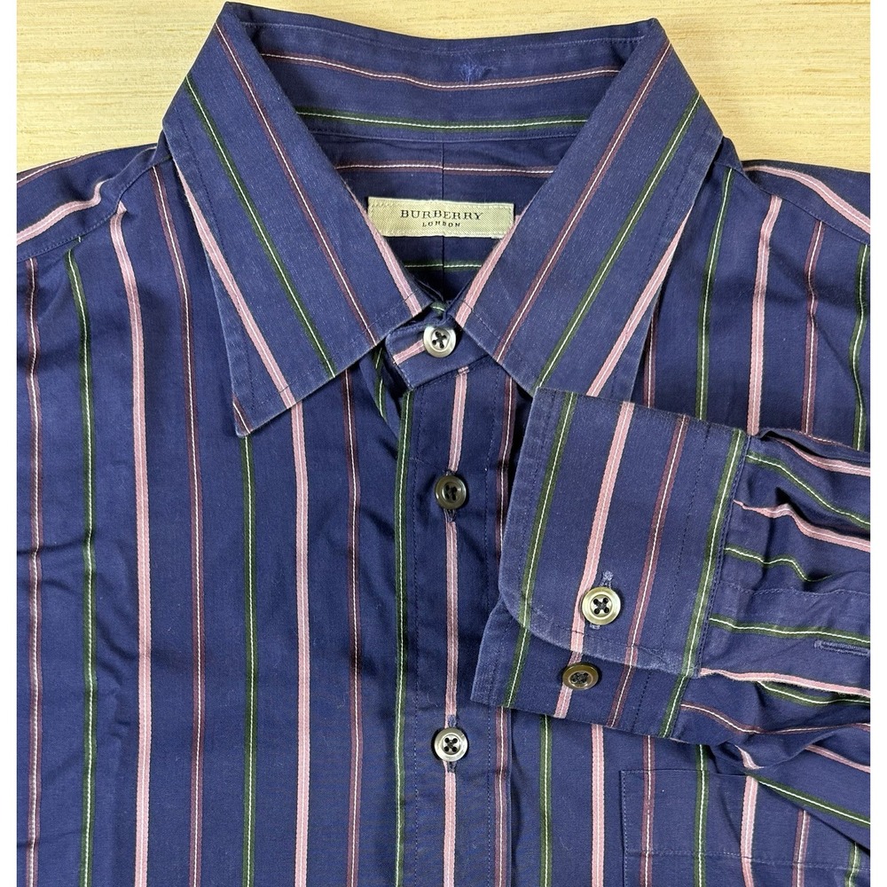Burberry London Long Sleeve Button Up Shirt Men's Large‎ Striped